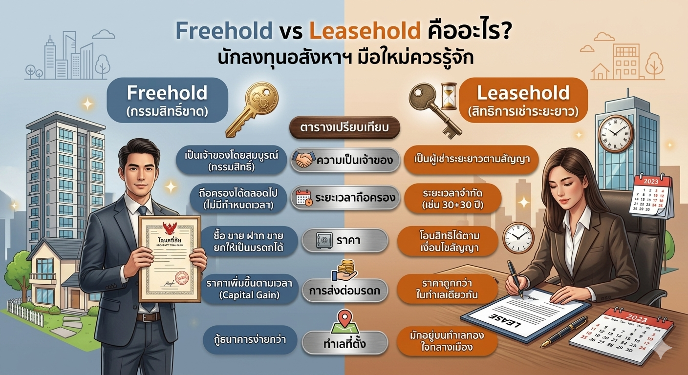Freehold vs Leasehold เลือกแบบไหนให้พอร์ตโต?